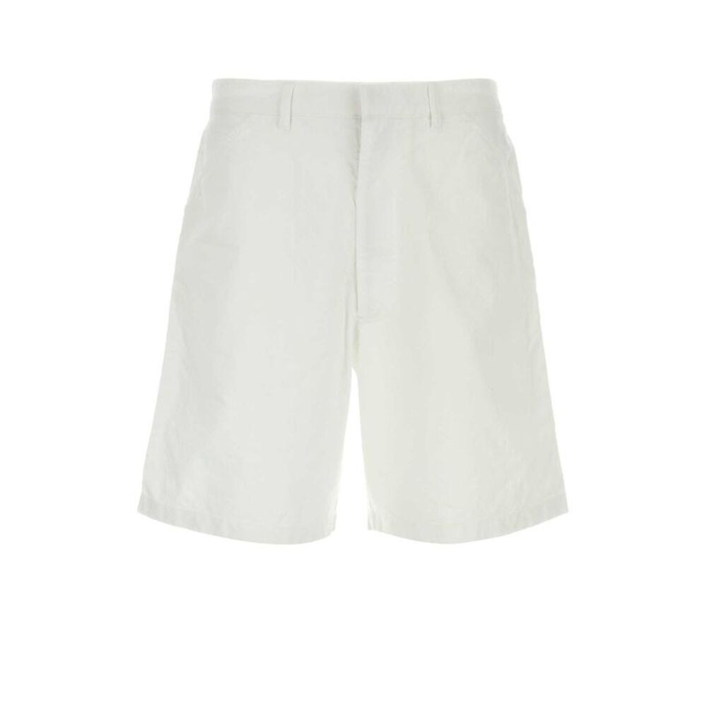 Prada Men White Oxford Bermuda Shorts
